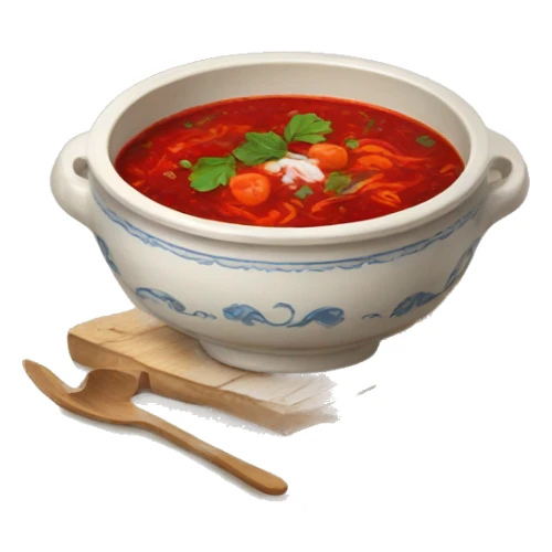 borscht in ukrainian ceramic bowl sticker