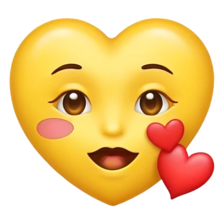 Yellow emoji blowing a kiss with a heart sticker