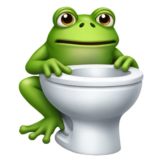 Frog taking a shit on toilet while drinking coffee sticker
