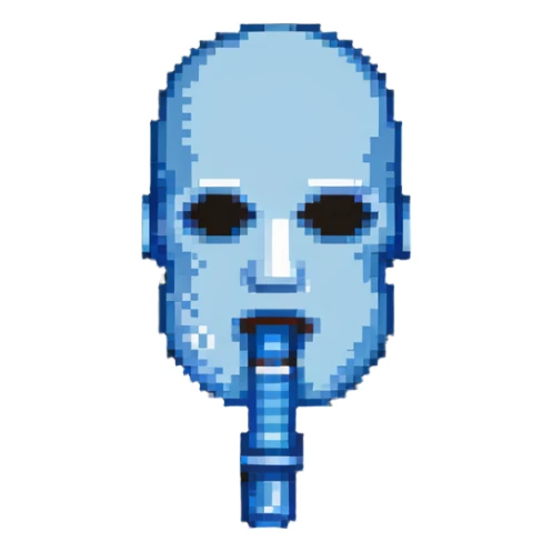 Pixelated blue mouthpiece with breathing tube and nose clip for VO2 max testing, no face sticker