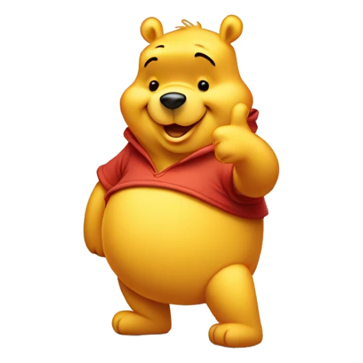 Winnie the pooh doing a thumbs up with a big tummy sticker
