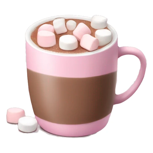 Light Pink mug of hot chocolate with marshmallows  sticker