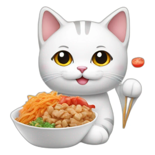 cute cat with korean flag and korean food  sticker