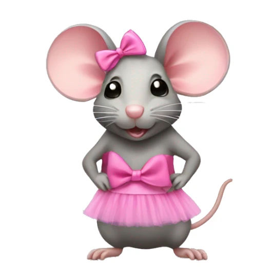 Rat wearing tutu with a pink bow on his head sticker