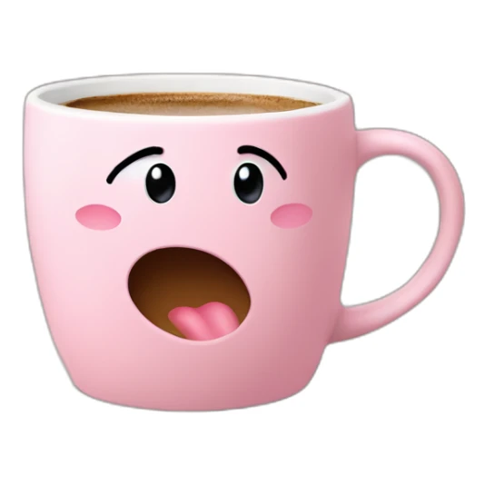 Hot coffee in a light pink matte mug sticker