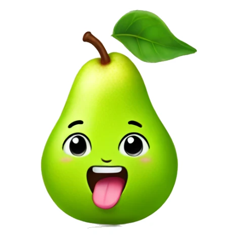 Shiny Green Cute pear with tongue sticker