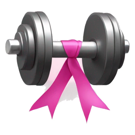 dumbbell with pink ribbon sticker
