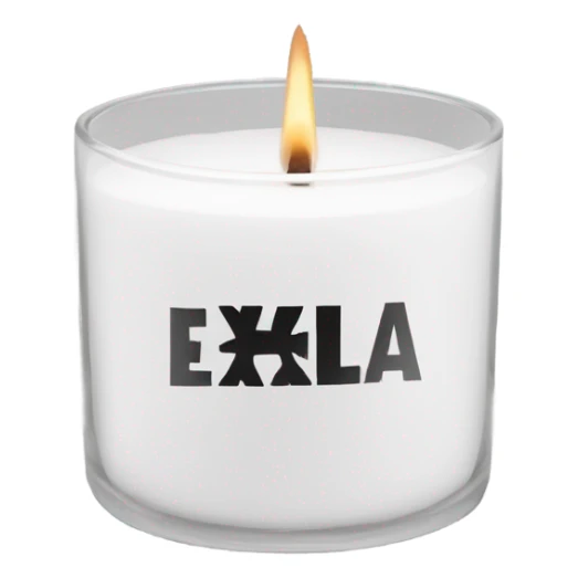 White glass candle RXLA black letter sticker