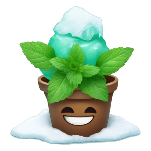 frozen mint with ice and snow on mint leaves sticker