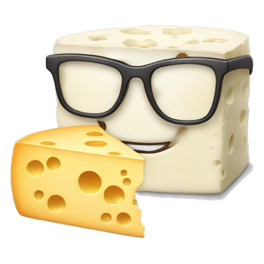 Cheese that melts with a smile and glasses sticker