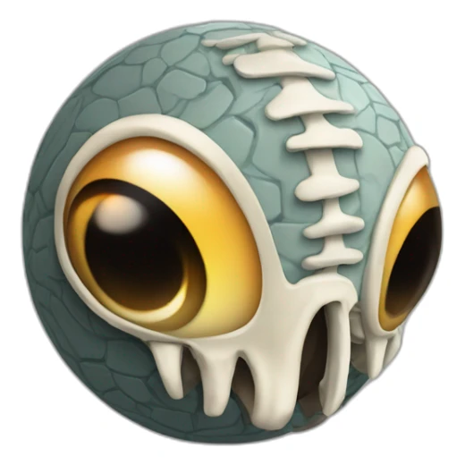 3d sphere with a cartoon Skeleton Horse skin texture with big courageous eyes sticker