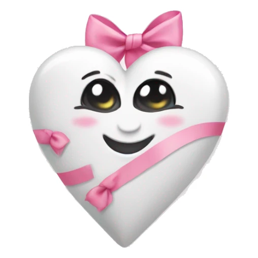 Cute white heart with pink ballet bows sticker