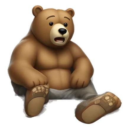 Bear drink beer working on Movement project in its chair front of laptop. Type Movement word in the glass sticker