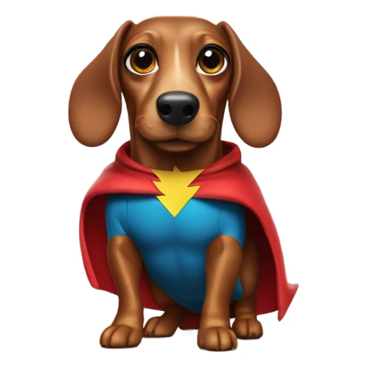 Sausage dog wearing a superhero suit sticker