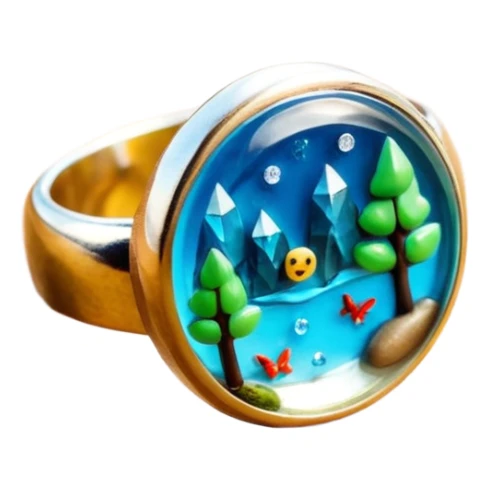 epoxy resin ring with nature motifs crystal sticker