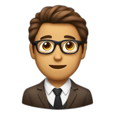 Garçon aux cheveux brun lisses qui tombe avec lunettes sticker