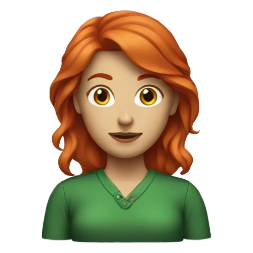 Red hair with green clothes woman sticker
