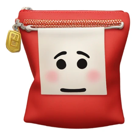 red pouch with luck in chinese character sticker