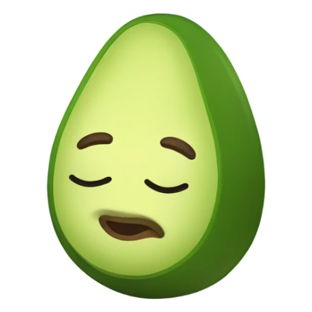 Generate a sleeping avocado emoji with a nightcap, symbolizing good sleep for proper nutrition. sticker