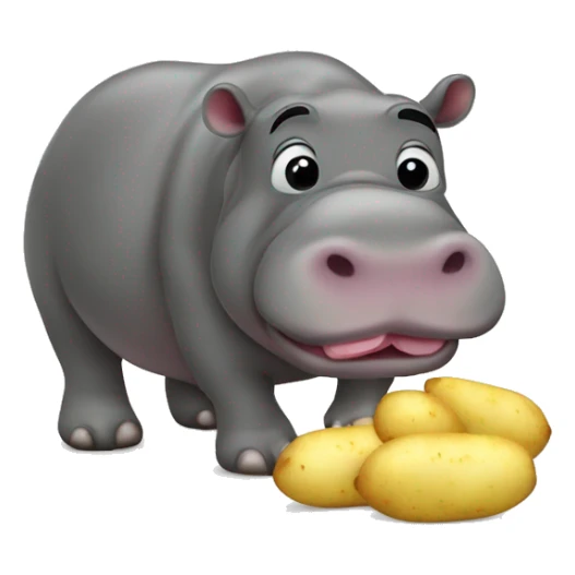 hippopotamus eating potatoes  sticker
