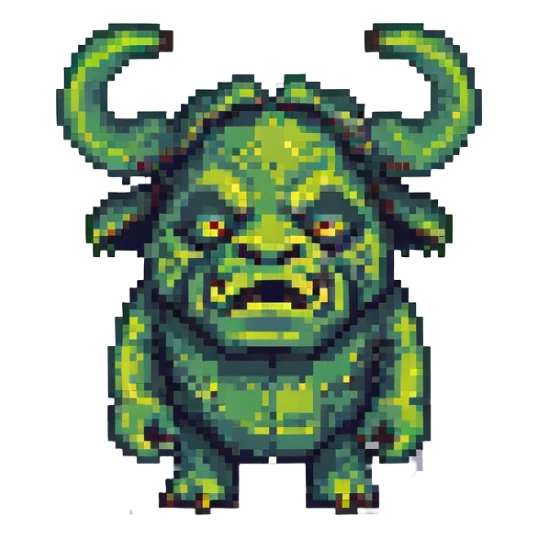 Shrek as a pixel art character, green ogre, big ears, friendly expression sticker
