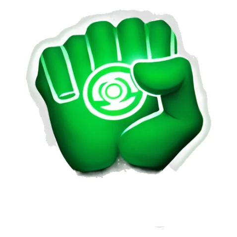 Green lantern fist up with ring shining green sticker