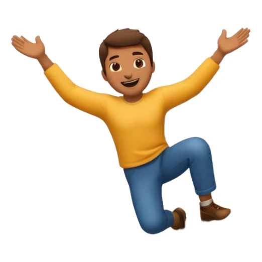 apple style emoji of a man in mid-air, falling down a mountain sticker