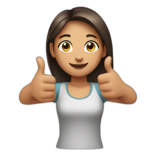 A girl showing thumbs up with both hands sticker
