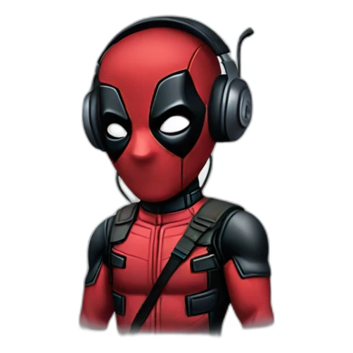 Deadpool-listening to music with headphones sticker