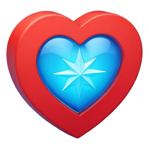 A blocky geometric red 3D heart with a glowing blue star inside sticker