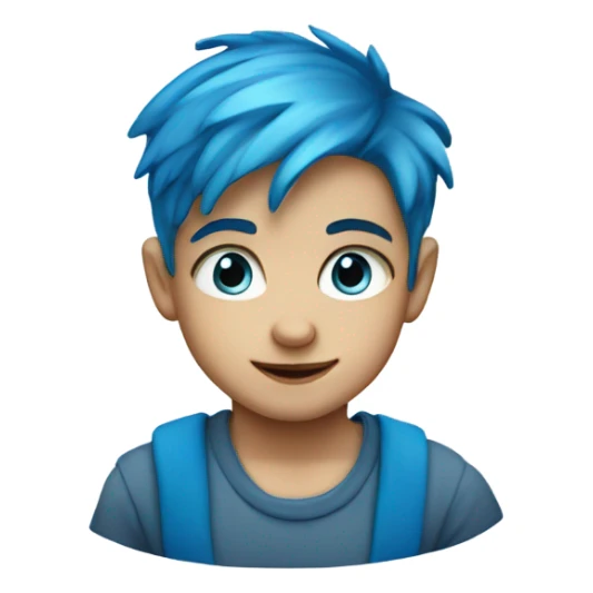 Little boy with blue eyes and blue hair sticker