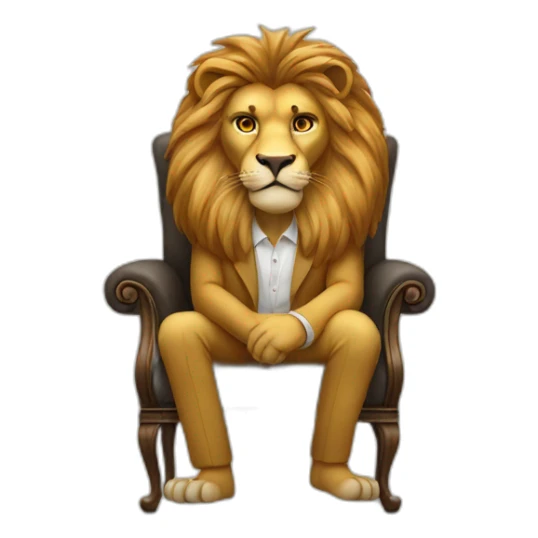 lion-sitting-on-chair-with-suite-with-confidence sticker