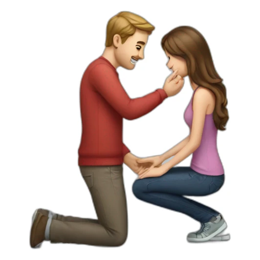 A guy is on his knee and proposing his girlfriend sticker
