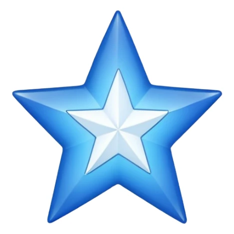 20 uçlu mavi yışdız ortasında beyaz tik sticker