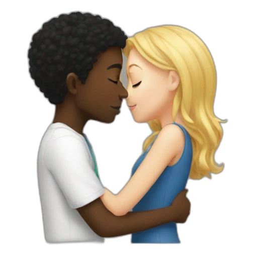Black Boy smooching a white girl sticker