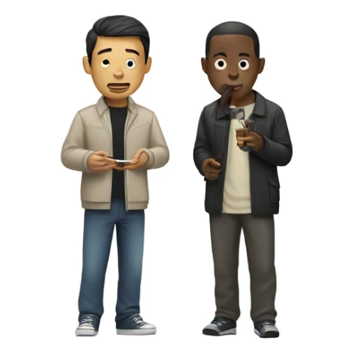 Asian man and black man smoking  sticker