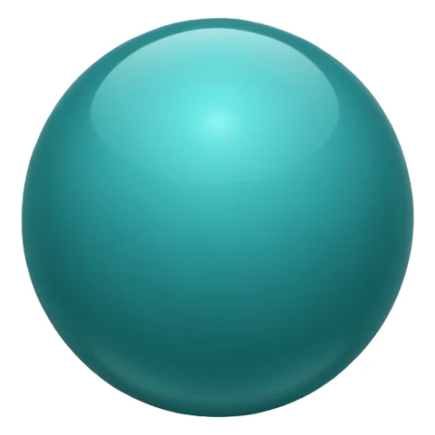 glossy teal sphere, blue-green balance sticker