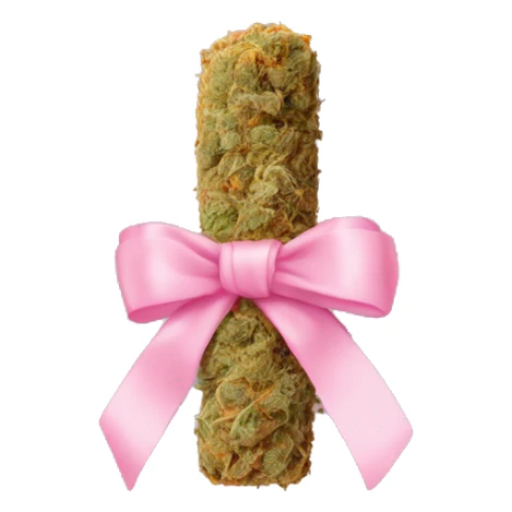Rolled cbd blunt with a baby pink ribbon on it sticker