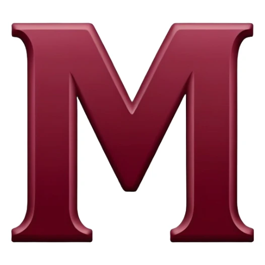 Letter M in maroon color sticker
