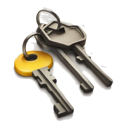 The keys are on the desk. sticker