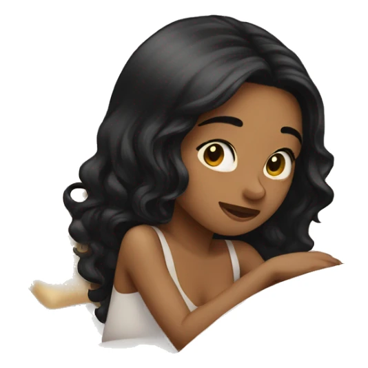 Girl with black hair going to bed sticker
