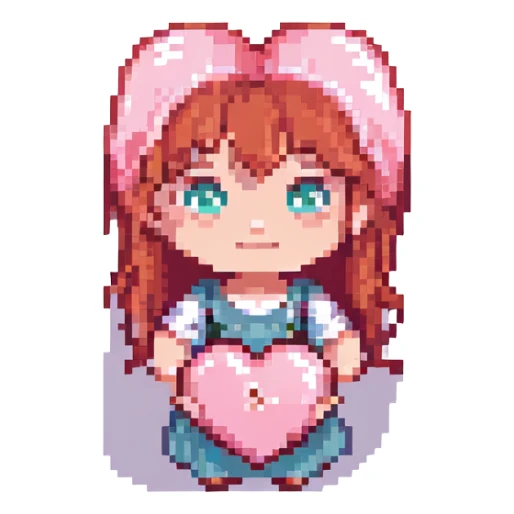 pink heart with a red-haired girl sticker