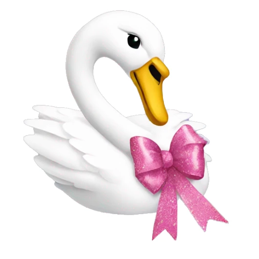 Swan with pink ribbon and glitter sticker