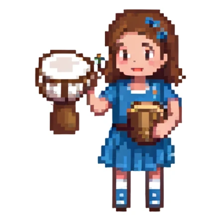brown-haired girl playing tamburello sport sticker