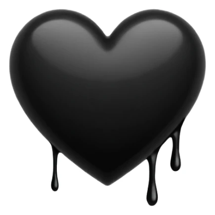 black ink blob heart emoji with ink streaks, isolated on white background, grunge, like pen stroke, flat sticker