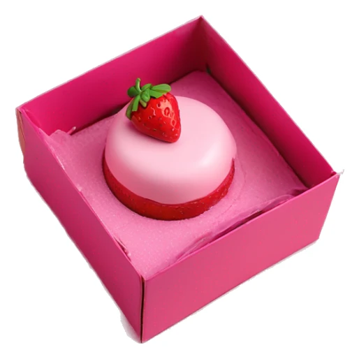 Strawberry dessert in pink chocolate in a Aesthetic gift box sticker