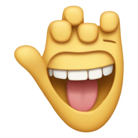 smile and closing  mouth by hand emoji sticker