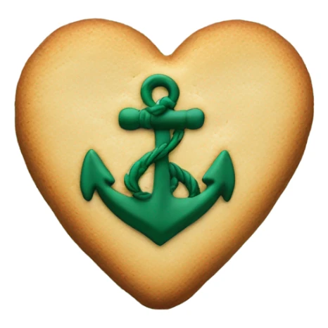 cookie heart with dark green anchor sticker