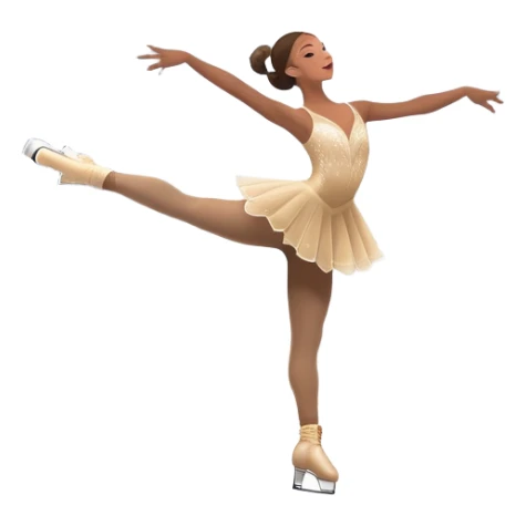 An icon featuring a graceful figure skater performing a flawless routine on an ice rink. The background shows a grand arena, Madison Square Garden, filled with spectators. Snowflakes and spotlights add to the elegance and beauty of the performance. Transparent background. sticker