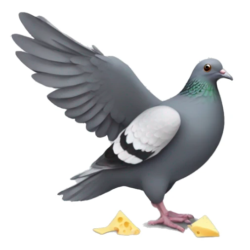 Pidgeon carrying ball of cheese by feet sticker